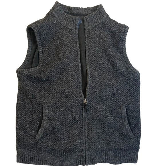 Pendleton Mens Sweater Vest Large With Zipper Washable Wool Charcoal Gray Herrin - Picture 1 of 11